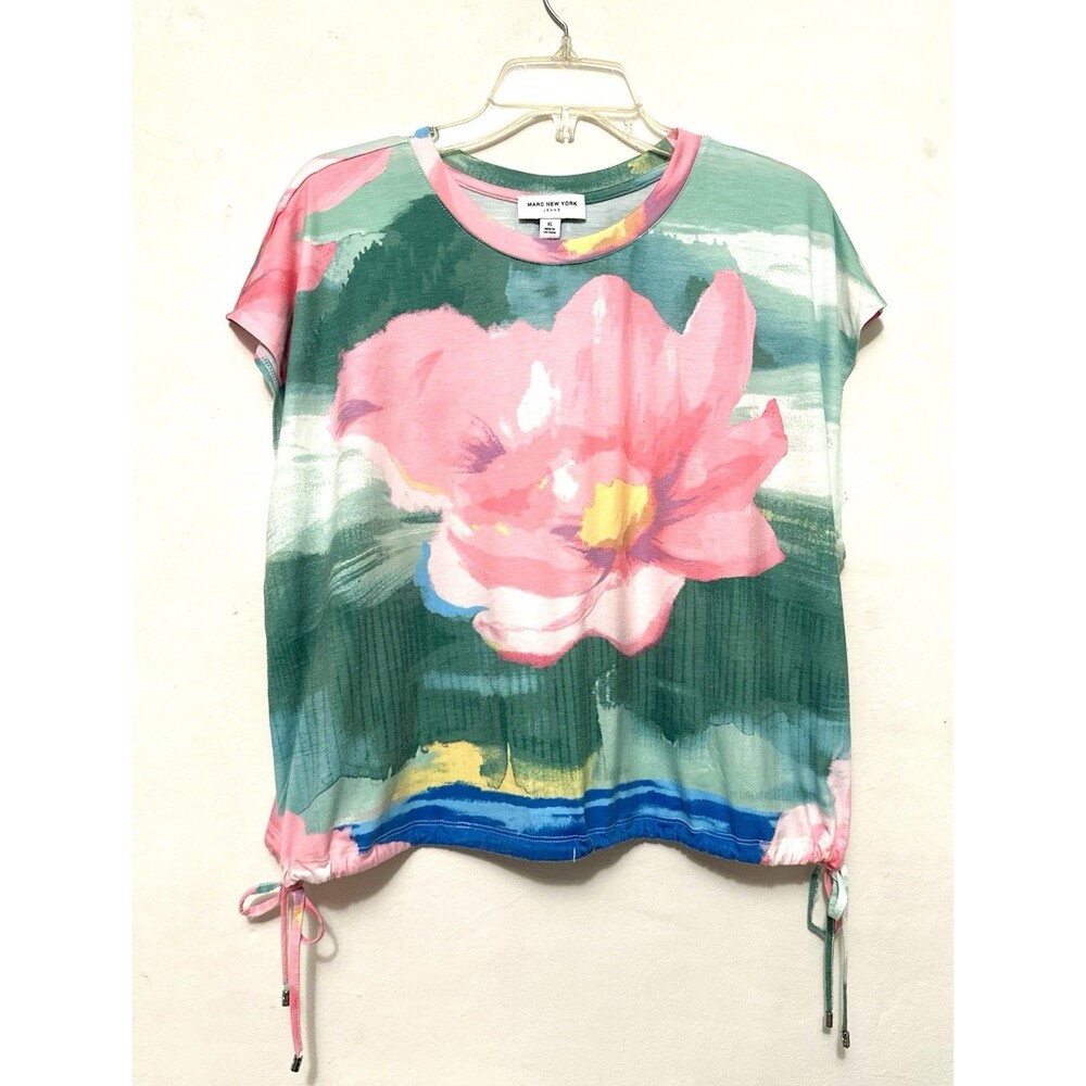 Marc New York Pink Water Lily Lotus Flower Shirt Blouse XL Watercolor Art Wear